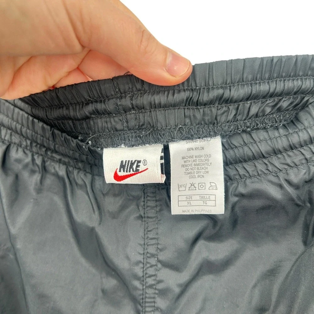 Nike Track Pants XL Black Nylon Windbreaker Athletic Joggers Y2K Streetwear‎